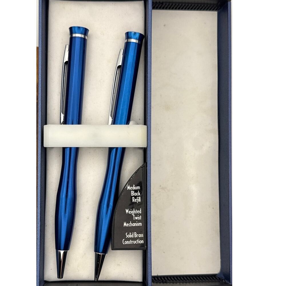 Petrona Executive Pen & Pencil Set Royal Blue Metal Solid Brass Twist Case